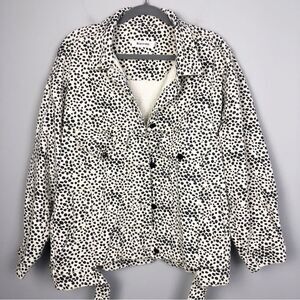 KAYCEE | Oversized Ivory & Black Animal Spotted Jean Jacket Women’s Size Medium